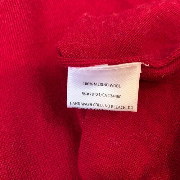 Eileen Fisher red‎ elbow sleeve 100% merino wool pullover v-neck lightweight top - Picture 7 of 11